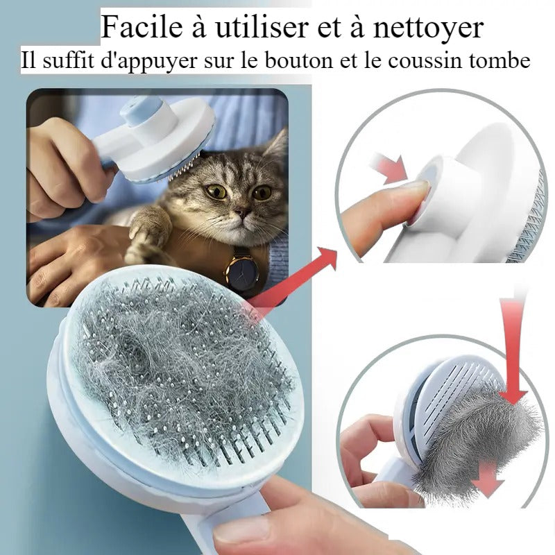 Brossez,Détendez,Aimez: Une Routine de Soins pour votre animal brosse autonettoyante Poil Long/Court